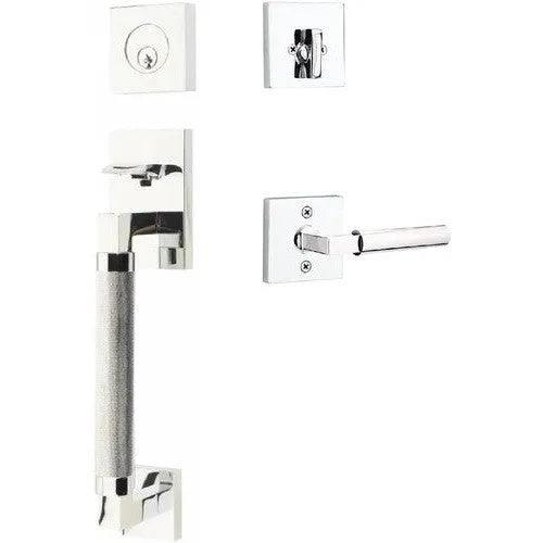 Emtek Hercules Knurled Sectional Tubular Entry Set with Hercules Lever Polished Chrome