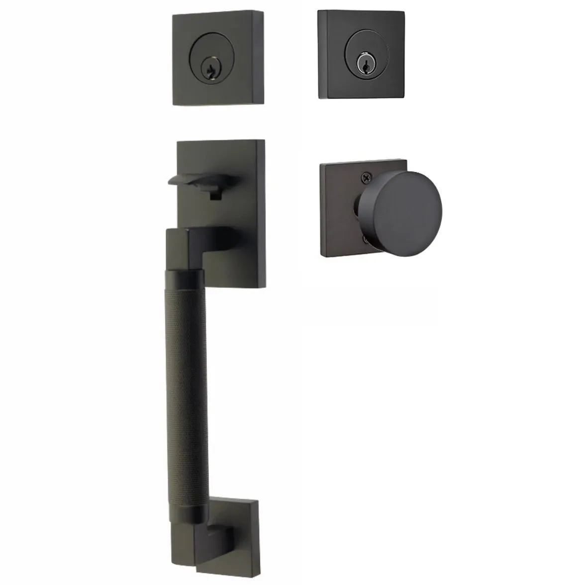EmtekEmtek Hercules Knurled Sectional Tubular Entry Set with Round Knob in 