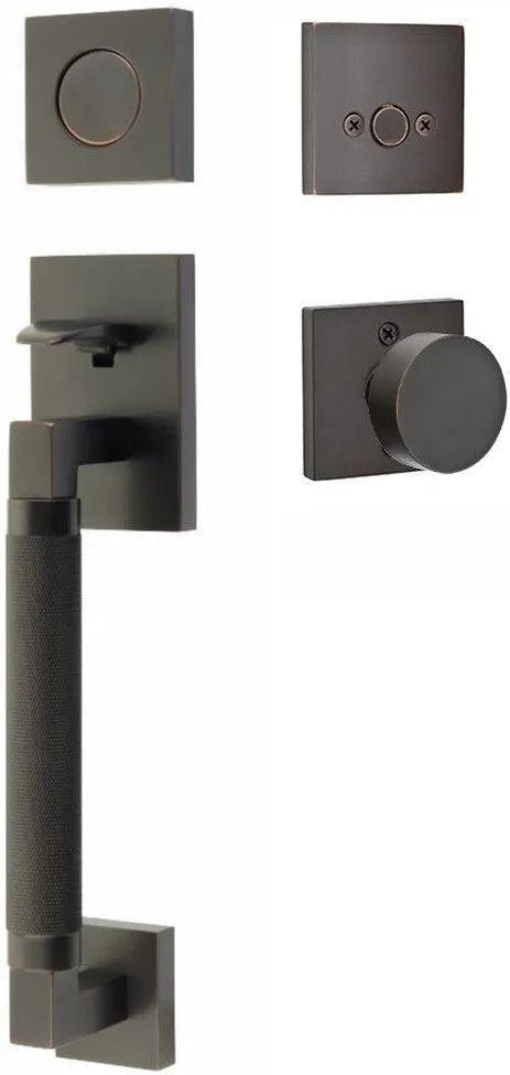 Emtek Hercules Knurled Sectional Tubular Entry Set with Round Knob Oil Rubbed Bronze