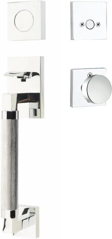 Emtek Hercules Knurled Sectional Tubular Entry Set with Round Knob Polished Chrome