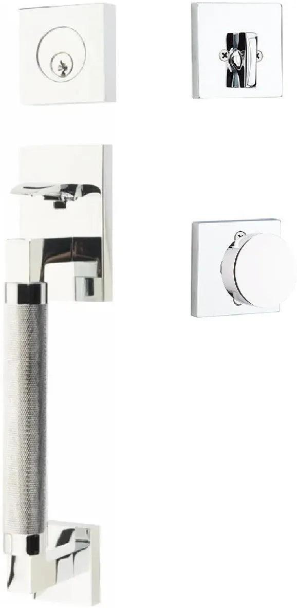 Emtek Hercules Knurled Sectional Tubular Entry Set with Round Knob Polished Chrome