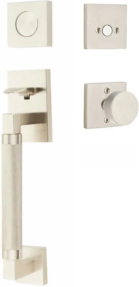 Emtek Hercules Knurled Sectional Tubular Entry Set with Round Knob Satin Nickel
