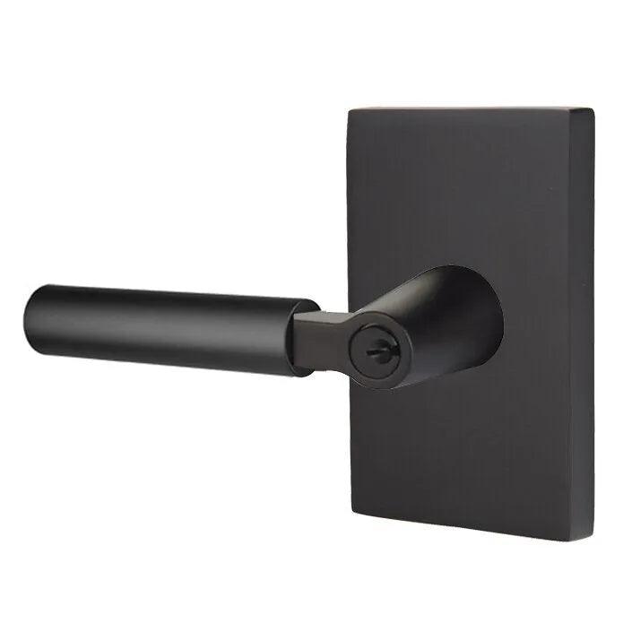 Emtek Hercules Lever with Modern Rectangular Rosette Flat Black
