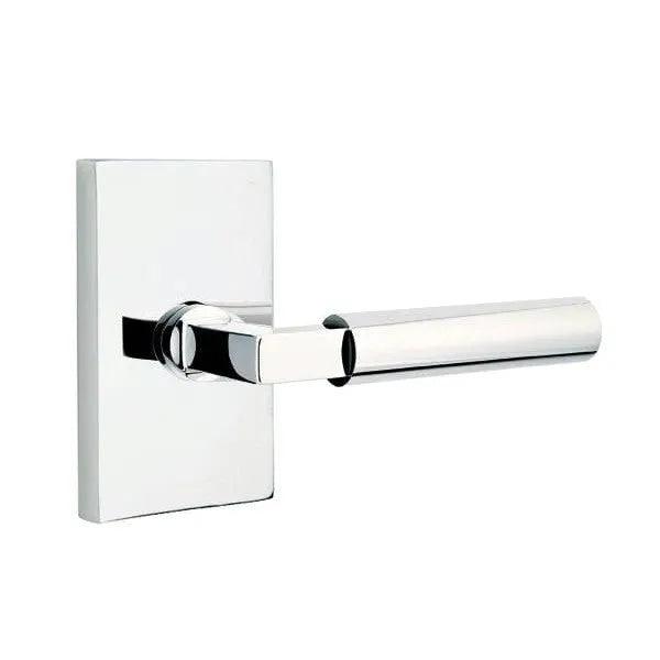 Emtek Hercules Lever with Modern Rectangular Rosette Polished Chrome