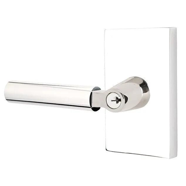 Emtek Hercules Lever with Modern Rectangular Rosette Polished Chrome