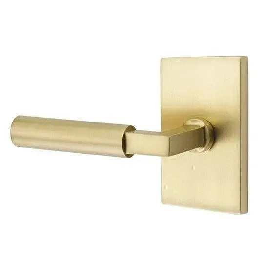 Emtek Hercules Lever with Modern Rectangular Rosette in Satin Brass finish