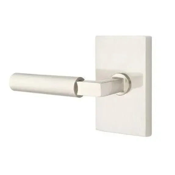 Emtek Hercules Lever with Modern Rectangular Rosette in Satin Nickel finish
