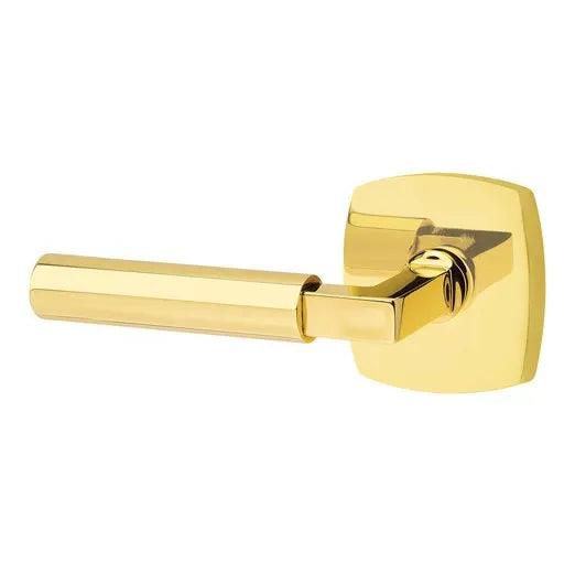 Emtek Hercules Lever With Urban Modern Rosette Unlacquered Brass
