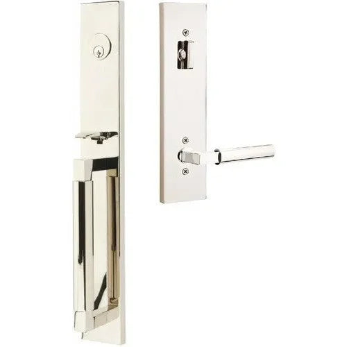 Emtek Hercules Smooth Full Length Tubular Entry Set with Hercules Lever in Lifetime Polished Nickel finish
