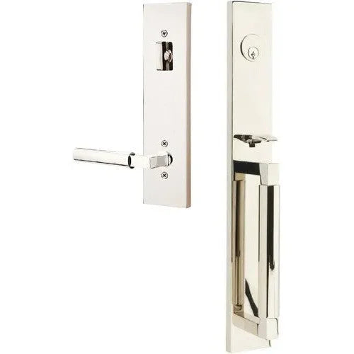 Emtek Hercules Smooth Full Length Tubular Entry Set with Hercules Lever in Lifetime Polished Nickel finish