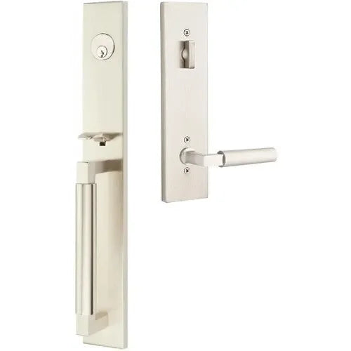 Emtek Hercules Smooth Full Length Tubular Entry Set with Hercules Lever in Satin Nickel finish