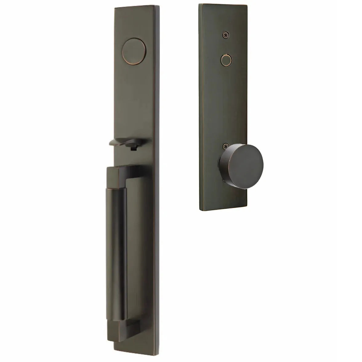 Emtek Hercules Smooth Full Length Tubular Entry Set with Round Knob in Oil Rubbed Bronze finish