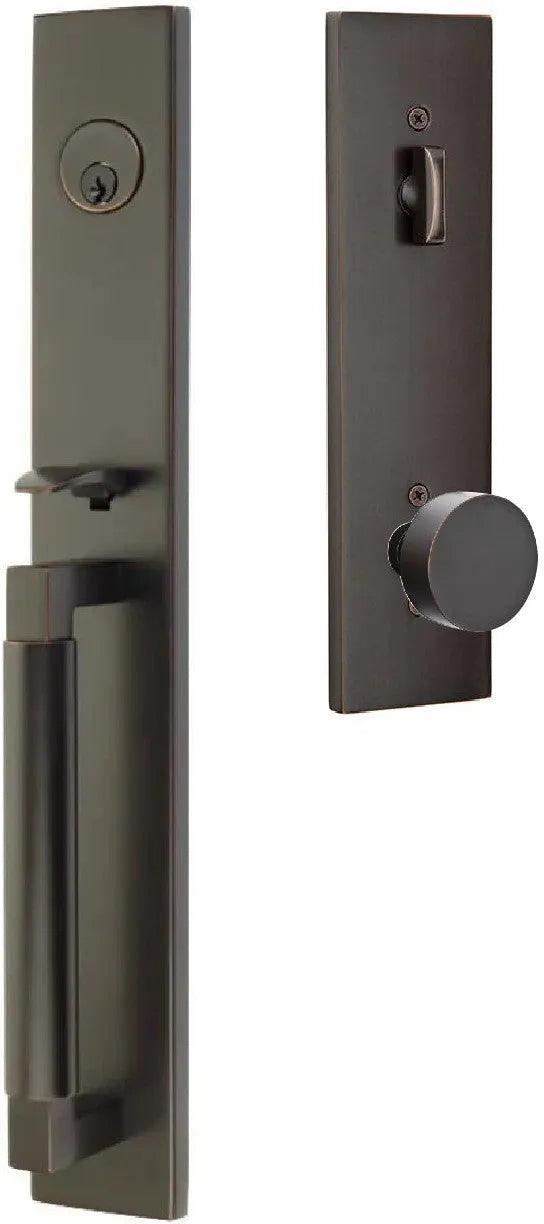 Emtek Hercules Smooth Full Length Tubular Entry Set with Round Knob Oil Rubbed Bronze