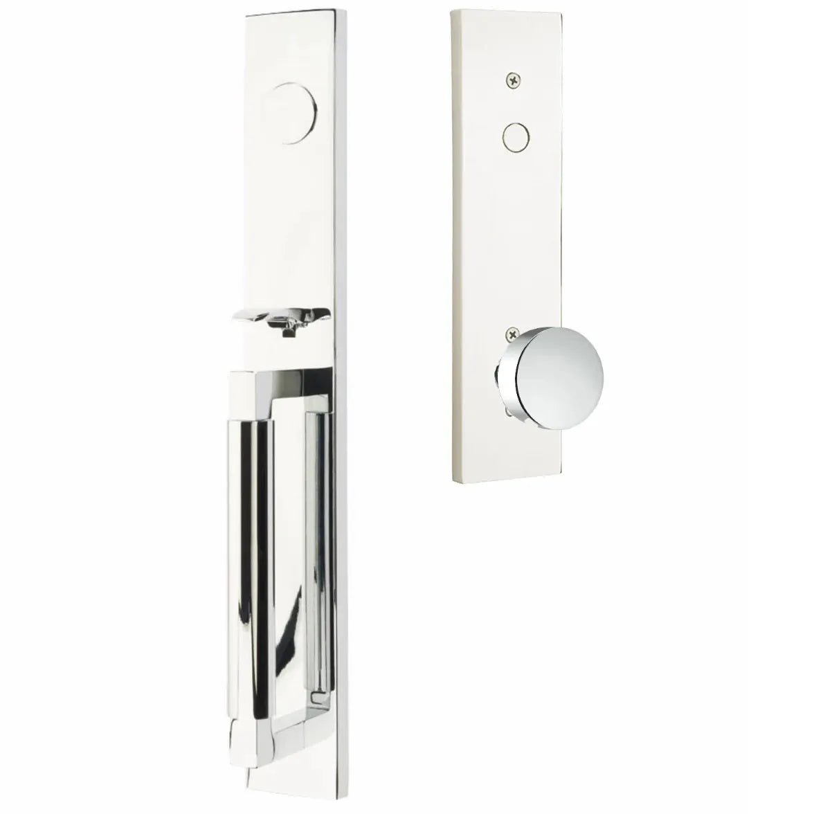 Emtek Hercules Smooth Full Length Tubular Entry Set with Round Knob in Polished Chrome finish