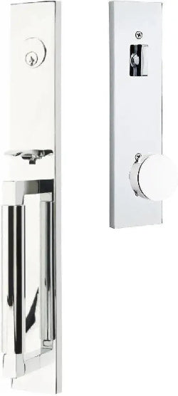 Emtek Hercules Smooth Full Length Tubular Entry Set with Round Knob in Polished Chrome finish