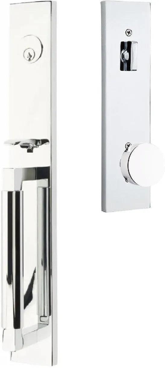 Emtek Hercules Smooth Full Length Tubular Entry Set with Round Knob Polished Chrome