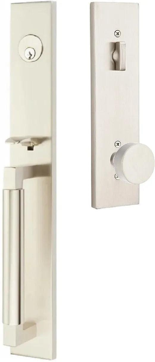 Emtek Hercules Smooth Full Length Tubular Entry Set with Round Knob Satin Nickel