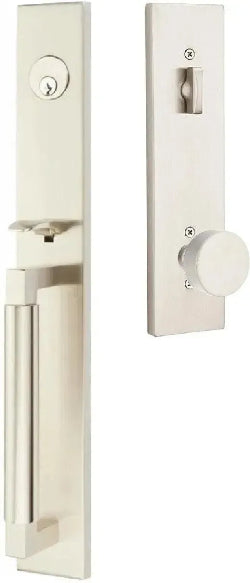 Emtek Hercules Smooth Full Length Tubular Entry Set with Round Knob in Satin Nickel finish