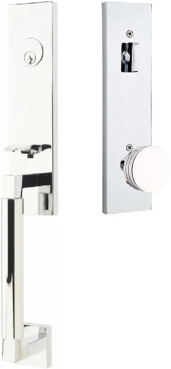 Emtek Hercules Smooth Monolithic Tubular Entry Set with Bern Knob in Polished Chrome finish
