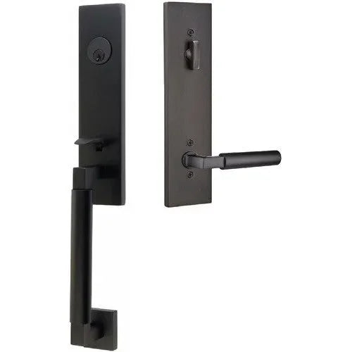 Emtek Hercules Smooth Monolithic Tubular Entry Set with Hercules Lever Flat Black