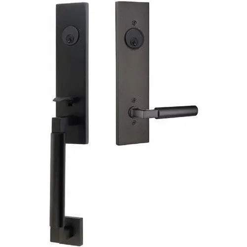 Emtek Hercules Smooth Monolithic Tubular Entry Set with Hercules Lever Flat Black