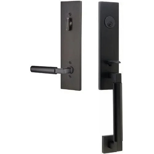 Emtek Hercules Smooth Monolithic Tubular Entry Set with Hercules Lever Flat Black