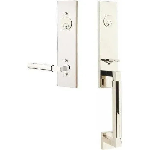 Emtek Hercules Smooth Monolithic Tubular Entry Set with Hercules Lever Lifetime Polished Nickel