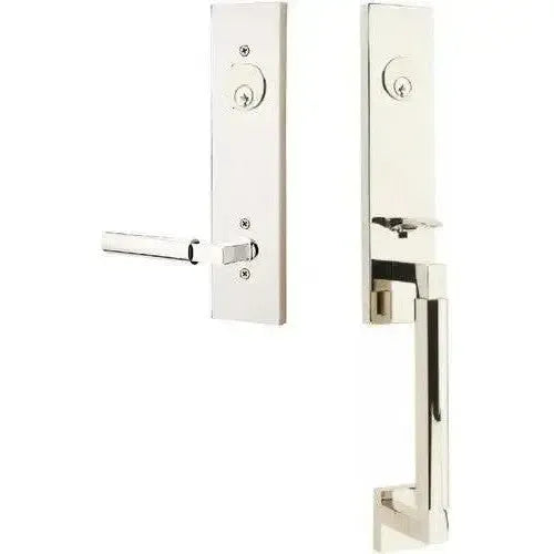 Emtek Hercules Smooth Monolithic Tubular Entry Set with Hercules Lever in Lifetime Polished Nickel finish
