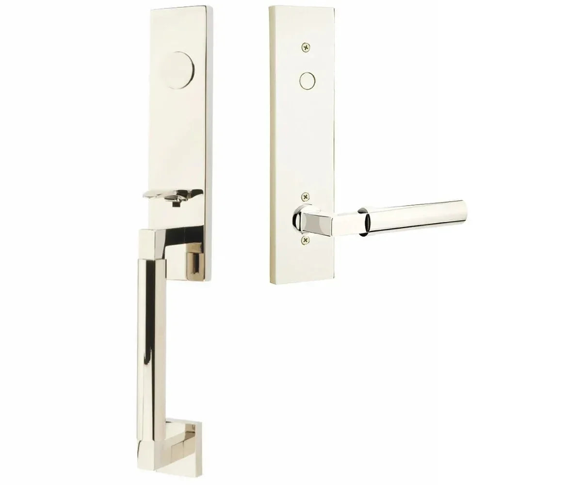 Emtek Hercules Smooth Monolithic Tubular Entry Set with Hercules Lever Lifetime Polished Nickel
