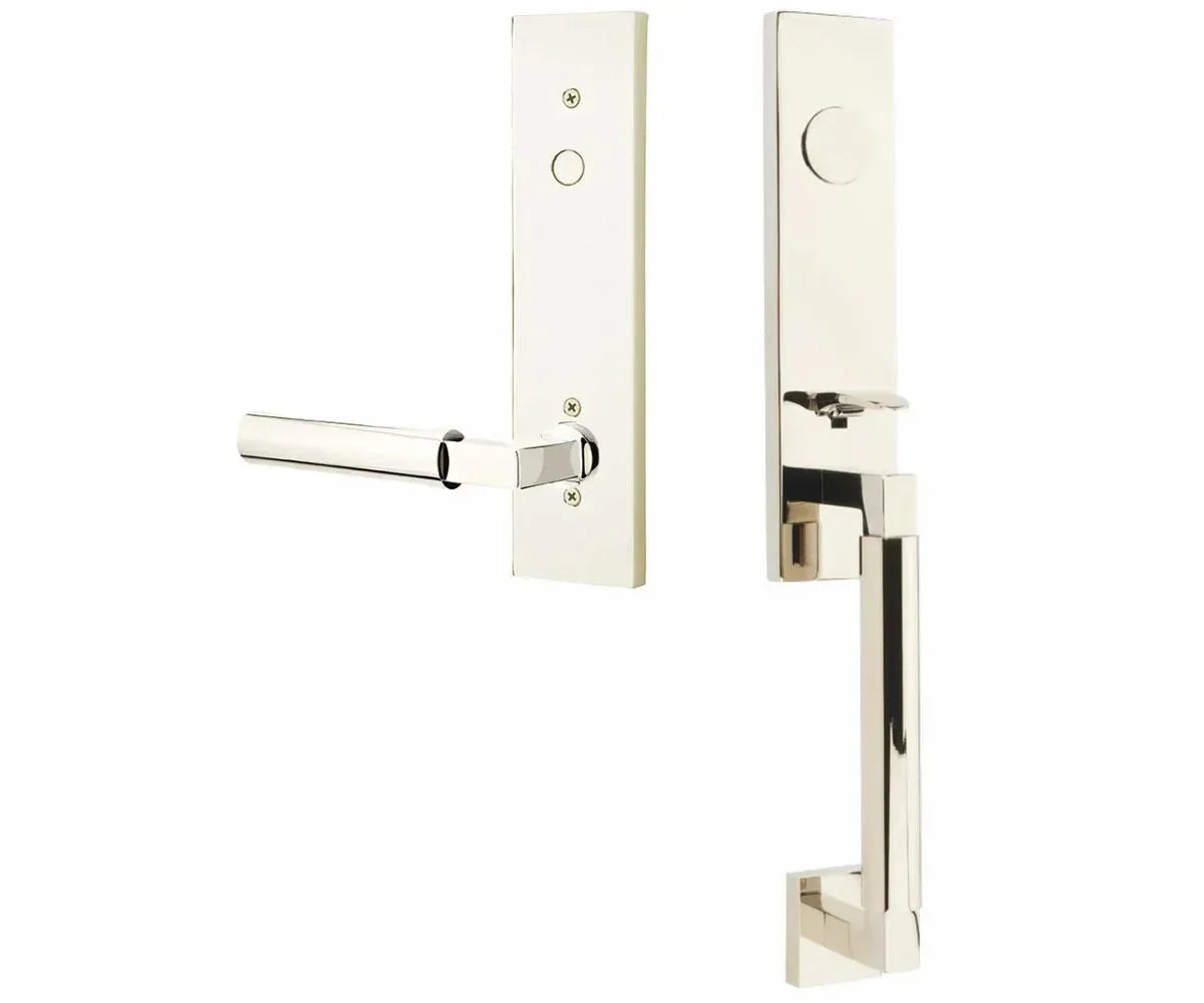 Emtek Hercules Smooth Monolithic Tubular Entry Set with Hercules Lever Lifetime Polished Nickel
