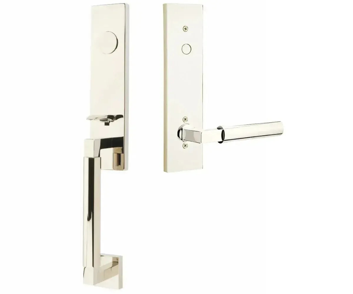 Emtek Hercules Smooth Monolithic Tubular Entry Set with Hercules Lever in Lifetime Polished Nickel finish