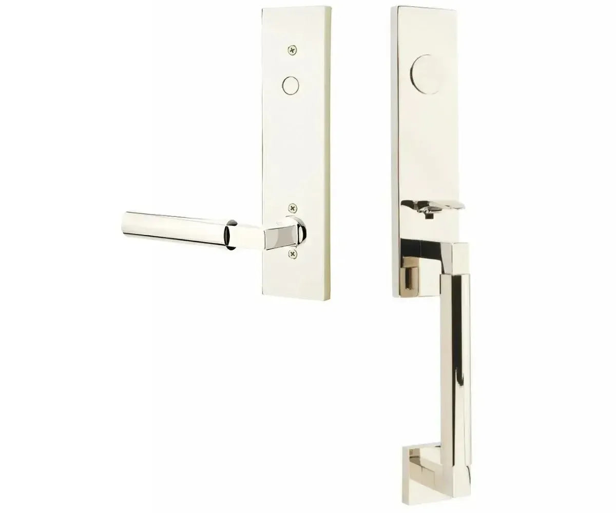 Emtek Hercules Smooth Monolithic Tubular Entry Set with Hercules Lever in Lifetime Polished Nickel finish