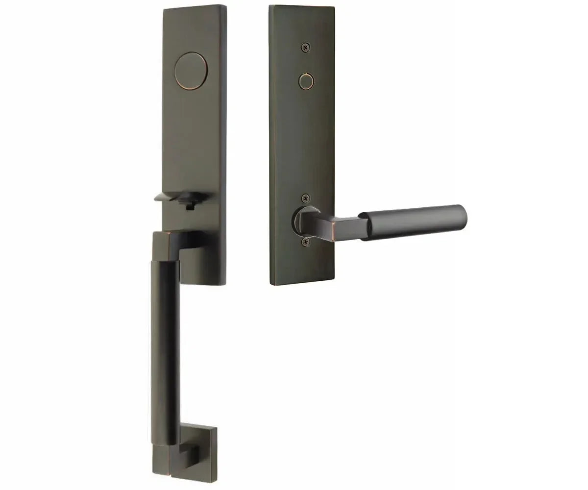 Emtek Hercules Smooth Monolithic Tubular Entry Set with Hercules Lever Oil Rubbed Bronze