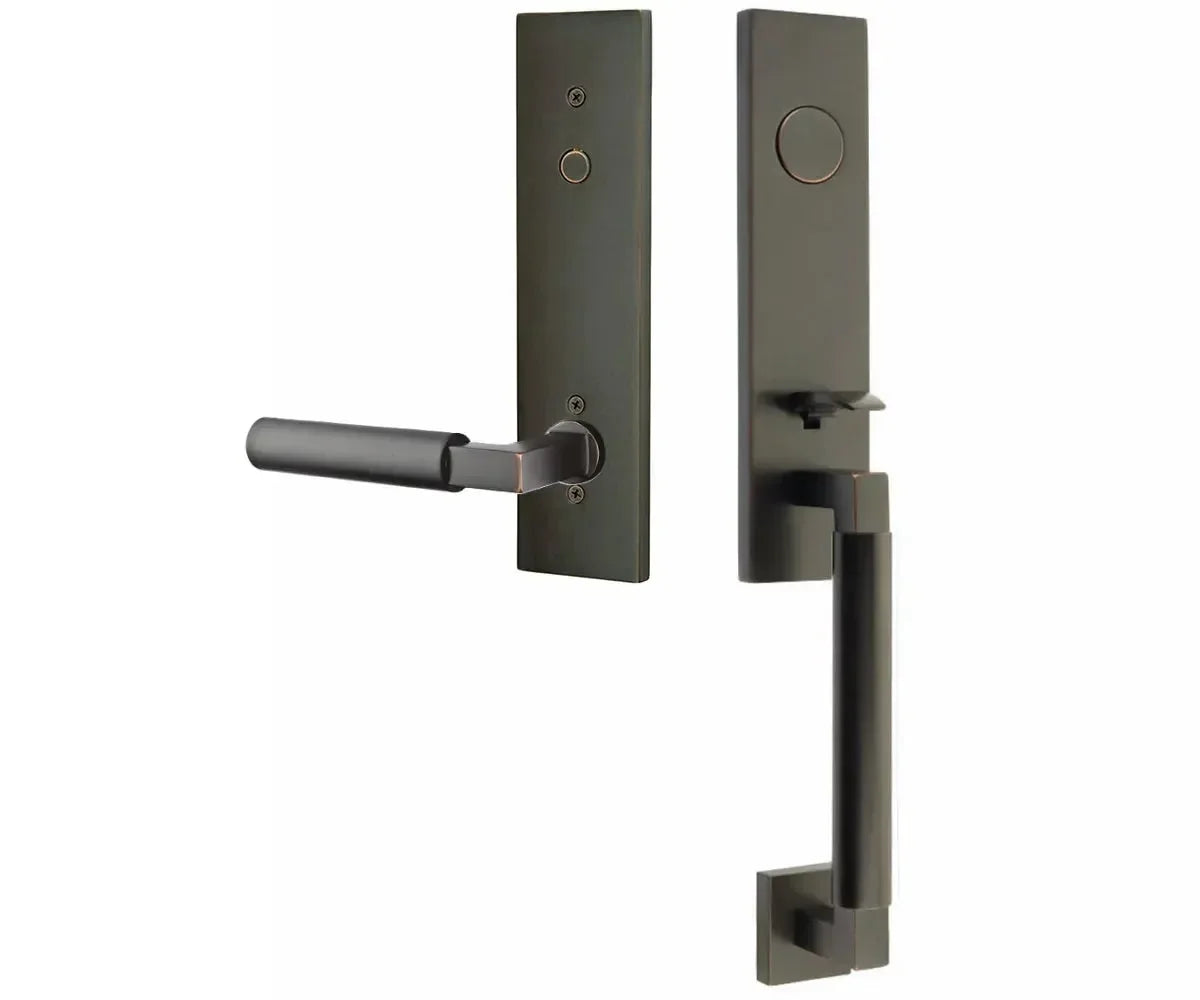 Emtek Hercules Smooth Monolithic Tubular Entry Set with Hercules Lever Oil Rubbed Bronze