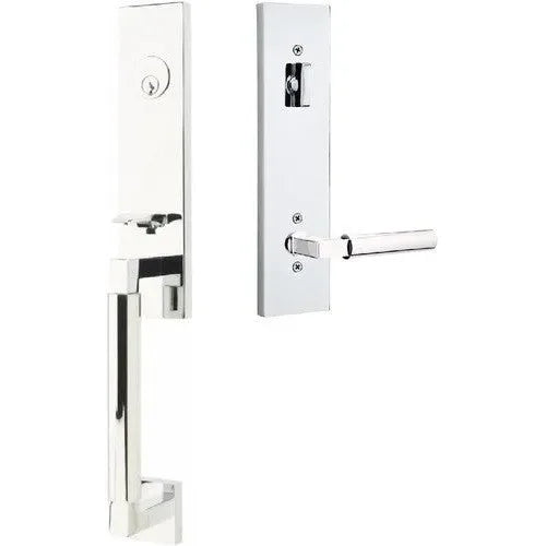 Emtek Hercules Smooth Monolithic Tubular Entry Set with Hercules Lever Polished Chrome