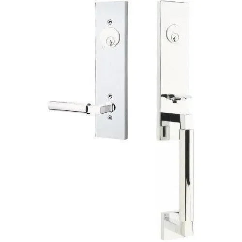 Emtek Hercules Smooth Monolithic Tubular Entry Set with Hercules Lever Polished Chrome