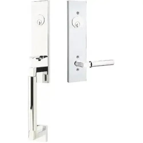Emtek Hercules Smooth Monolithic Tubular Entry Set with Hercules Lever in Polished Chrome finish