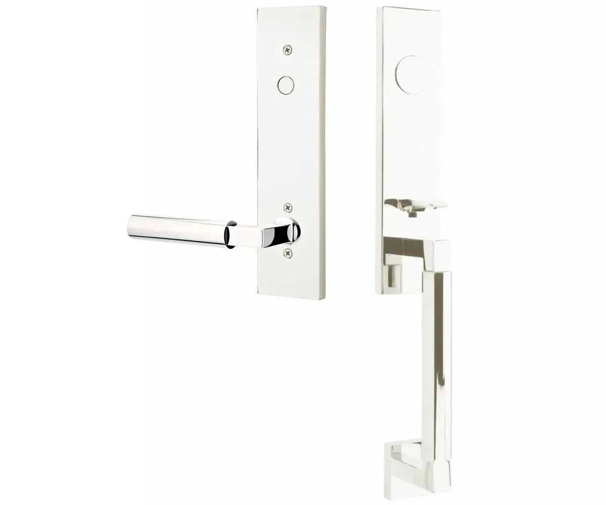 Emtek Hercules Smooth Monolithic Tubular Entry Set with Hercules Lever Polished Chrome