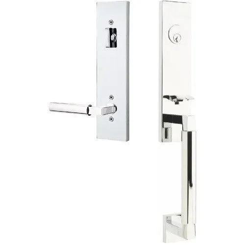 Emtek Hercules Smooth Monolithic Tubular Entry Set with Hercules Lever Polished Chrome