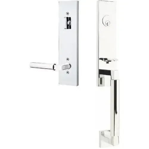 Emtek Hercules Smooth Monolithic Tubular Entry Set with Hercules Lever in Polished Chrome finish