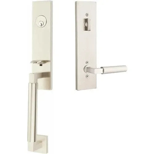 Emtek Hercules Smooth Monolithic Tubular Entry Set with Hercules Lever Satin Nickel