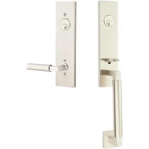 Emtek Hercules Smooth Monolithic Tubular Entry Set with Hercules Lever Satin Nickel