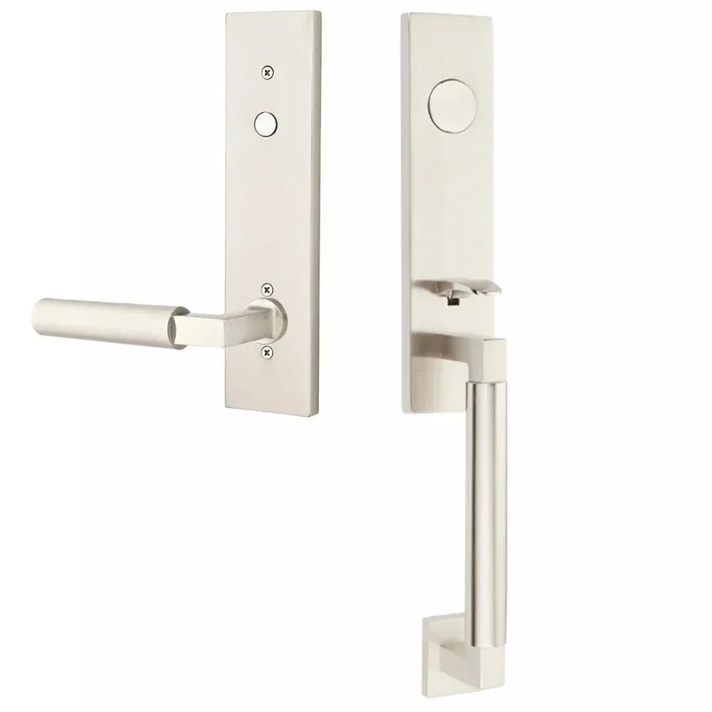 Emtek Hercules Smooth Monolithic Tubular Entry Set with Hercules Lever Satin Nickel