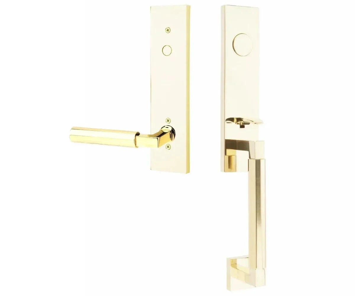 Emtek Hercules Smooth Monolithic Tubular Entry Set with Hercules Lever Unlacquered Brass