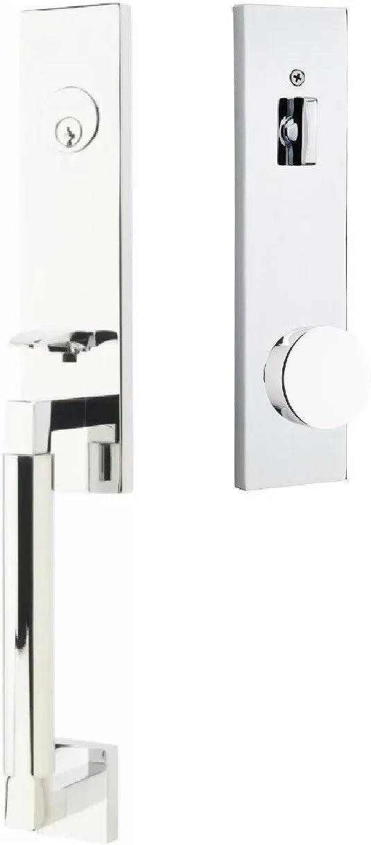 Emtek Hercules Smooth Monolithic Tubular Entry Set with Round Knob Polished Chrome