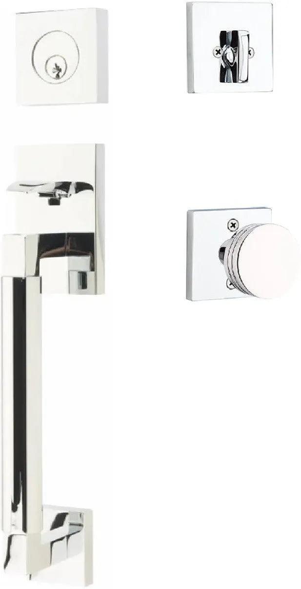 Emtek Hercules Smooth Sectional Tubular Entry Set with Bern Knob Polished Chrome