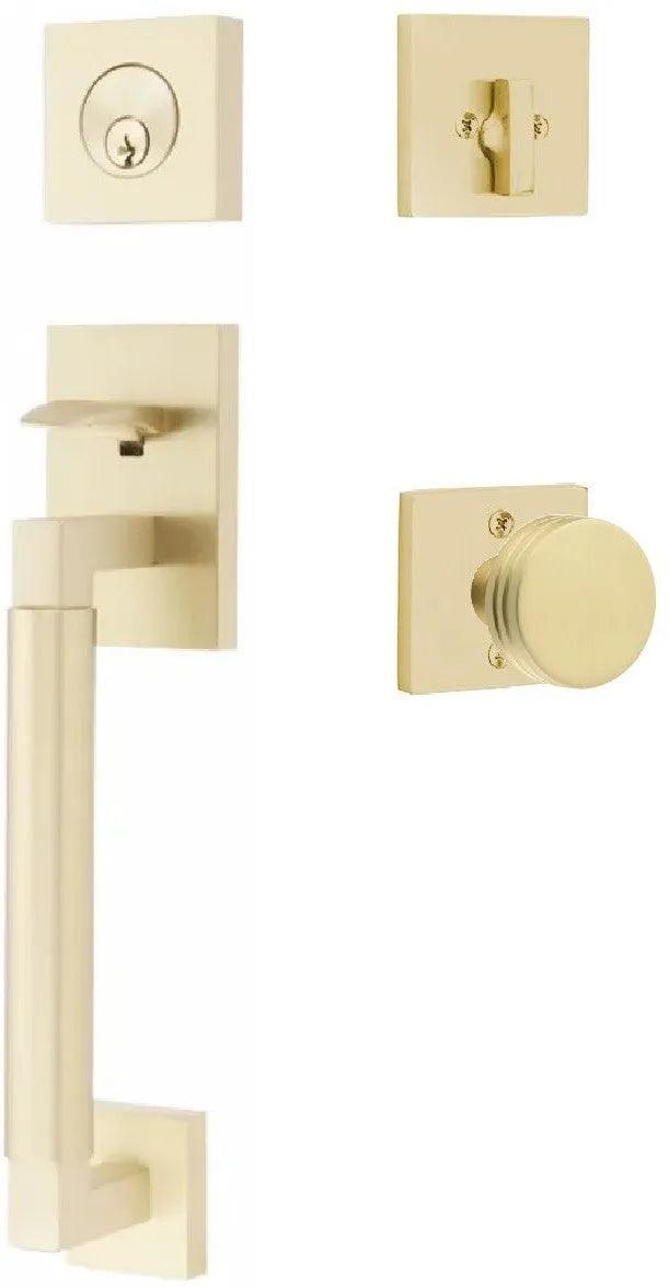 Emtek Hercules Smooth Sectional Tubular Entry Set with Bern Knob Satin Brass
