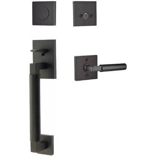 Emtek Hercules Smooth Sectional Tubular Entry Set with Hercules Lever Flat Black