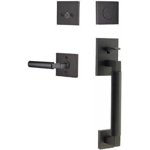 Emtek Hercules Smooth Sectional Tubular Entry Set with Hercules Lever Flat Black