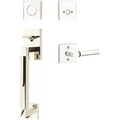Emtek Hercules Smooth Sectional Tubular Entry Set with Hercules Lever Lifetime Polished Nickel
